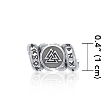 Norse Viking Valknut with Rune Symbol Silver Bead TBD362 - Jewelry